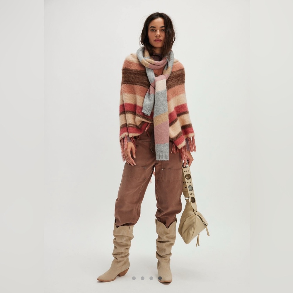 Free People Striped Turtleneck Pancho